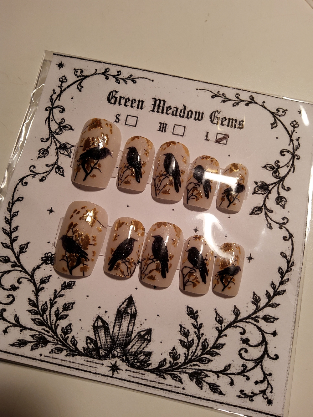 Crow Bird Halloween Nails 2.5 Lg